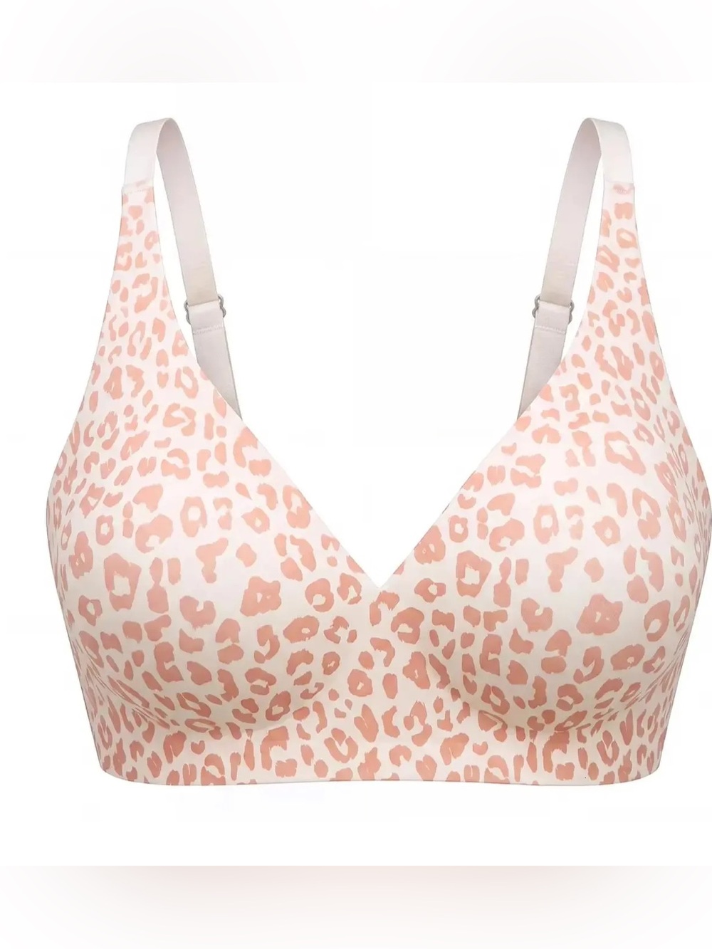 knix Leopard-Print Wireless T-Shirt Bra - Pink & Cream